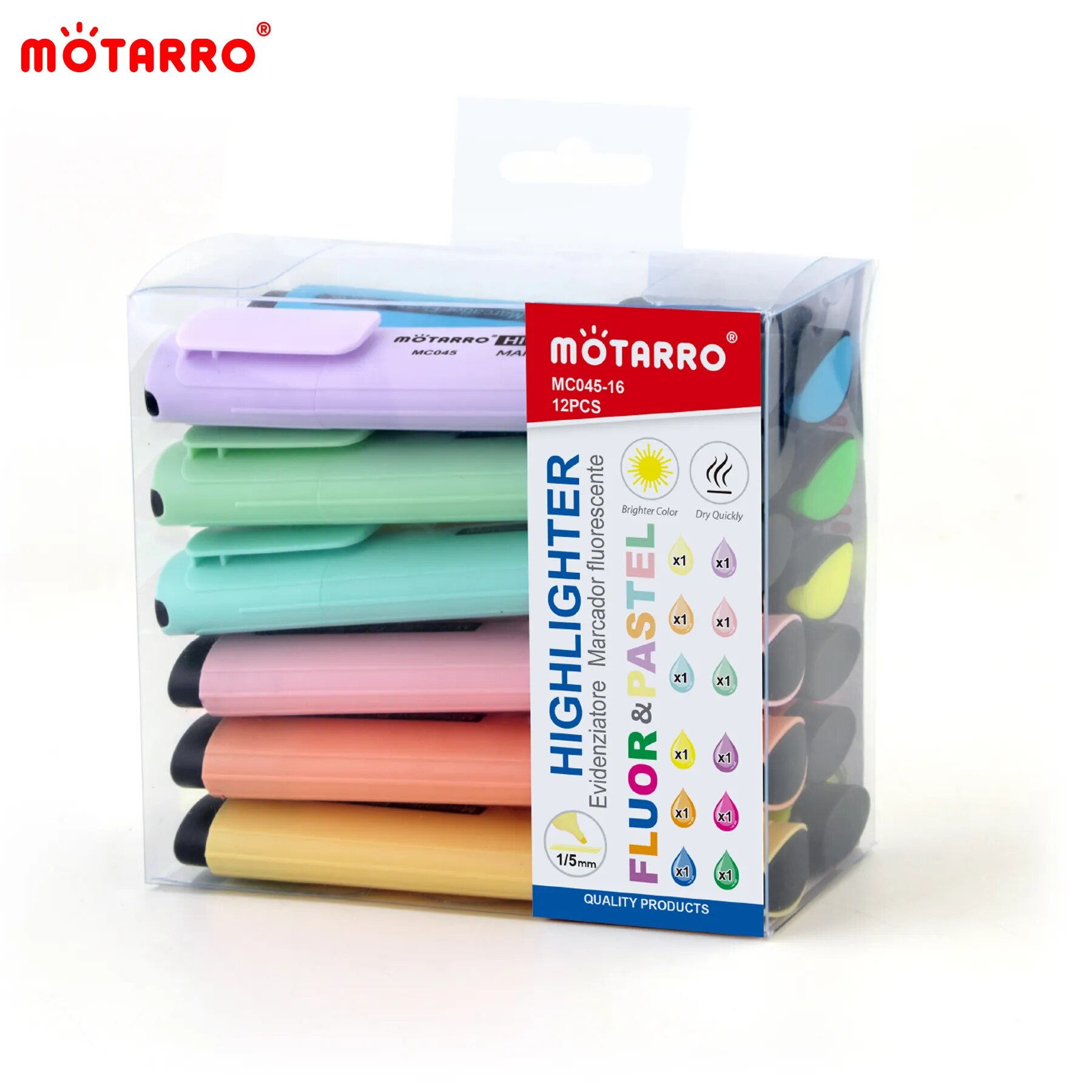 Stabilo Marker Boss - MOTARRO 12Pcs Pvc Box Markers Fluorescent