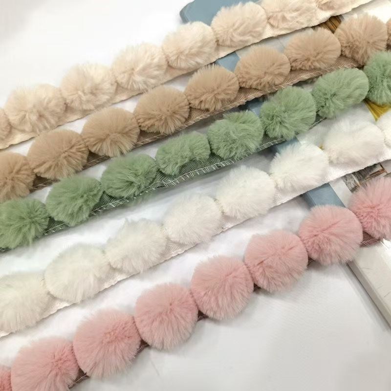 Fringe Ribbon Sewing - 3cm Faux Rabbit Fur Pom Ball
