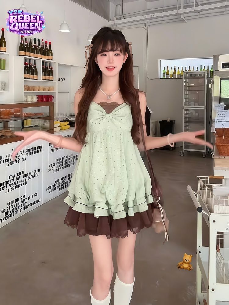 Elastic Lace Trim - Coquette Sweet Korean Polka Dot Camisole