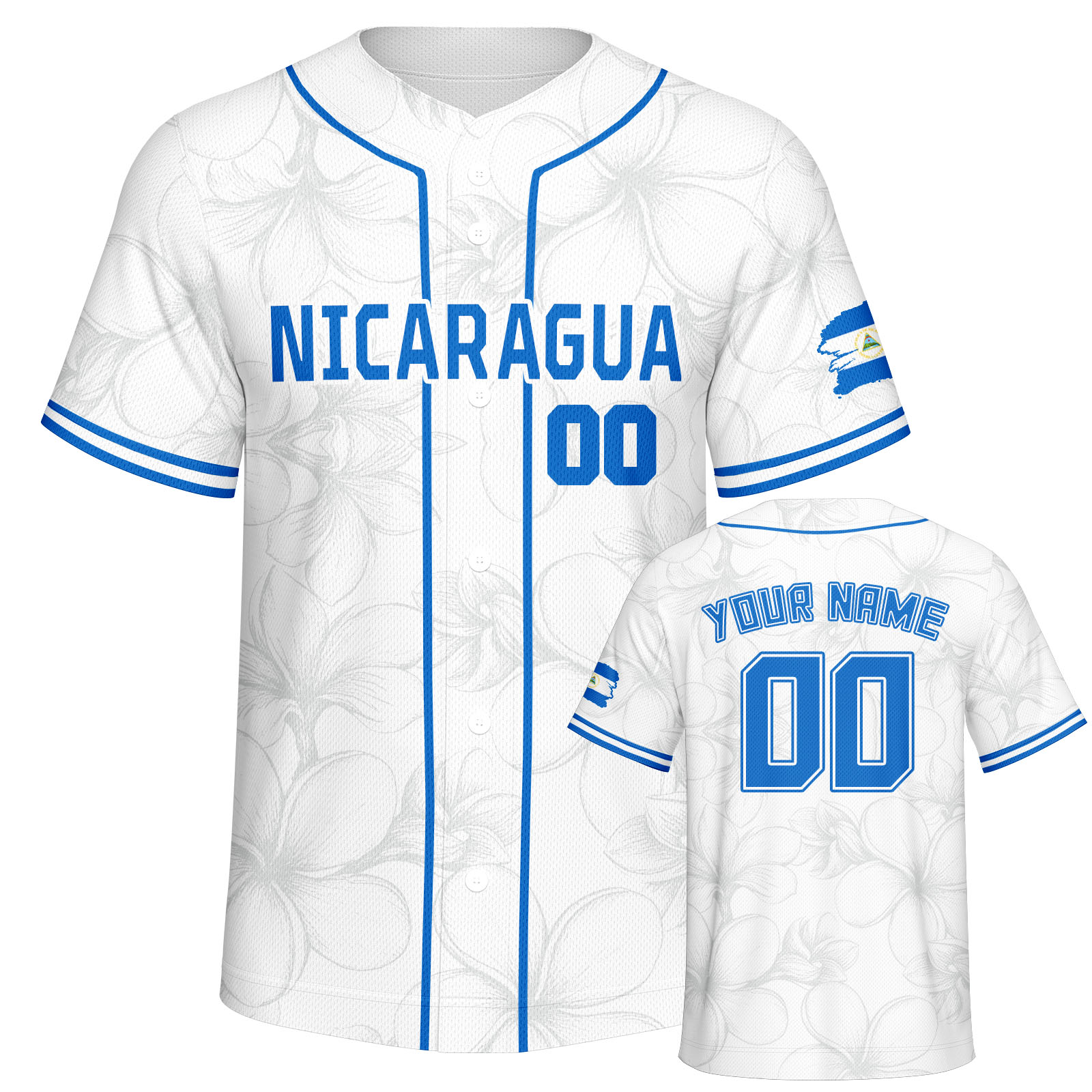 Embellish Knit - Personalized Nicaragua Baseball Jersey Custom Name