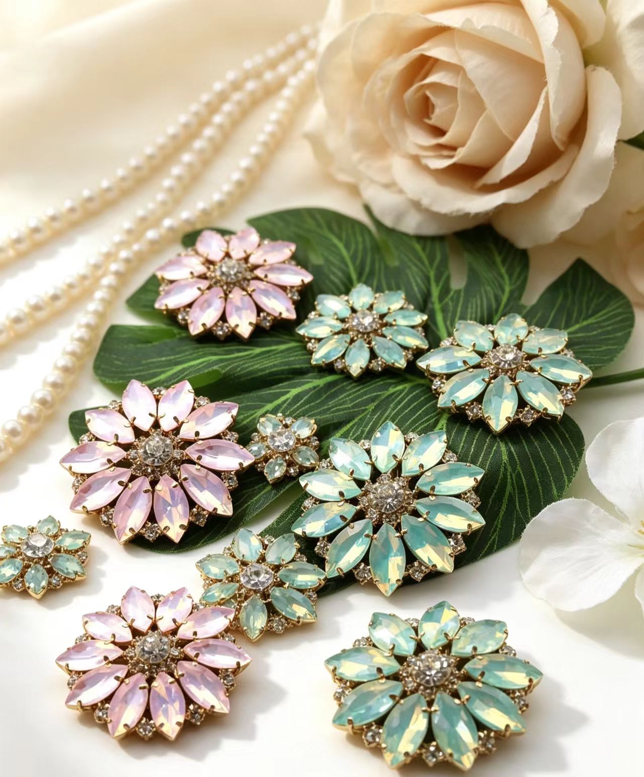 Mixed Color Flower Marquise Re - Sew On Rhinestone ulasan dan harga
