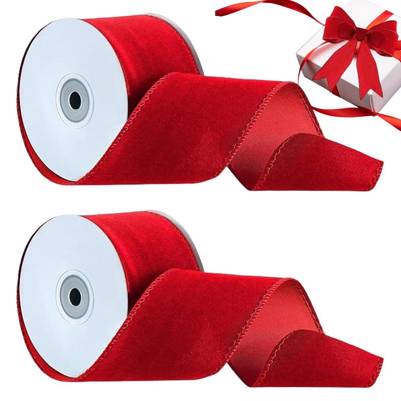 2 Rolls Packaging Wired Velvet - Velvet Ribbon Roll ulasan dan harga