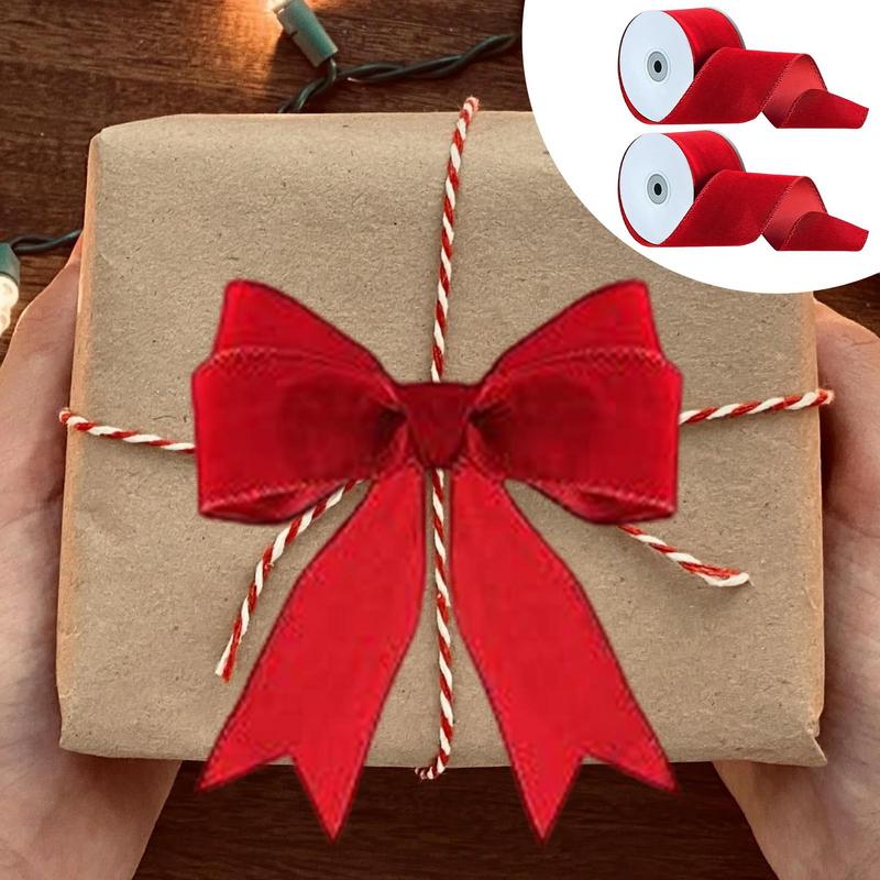 2 Rolls Packaging Wired Velvet - Velvet Ribbon Roll ulasan dan harga