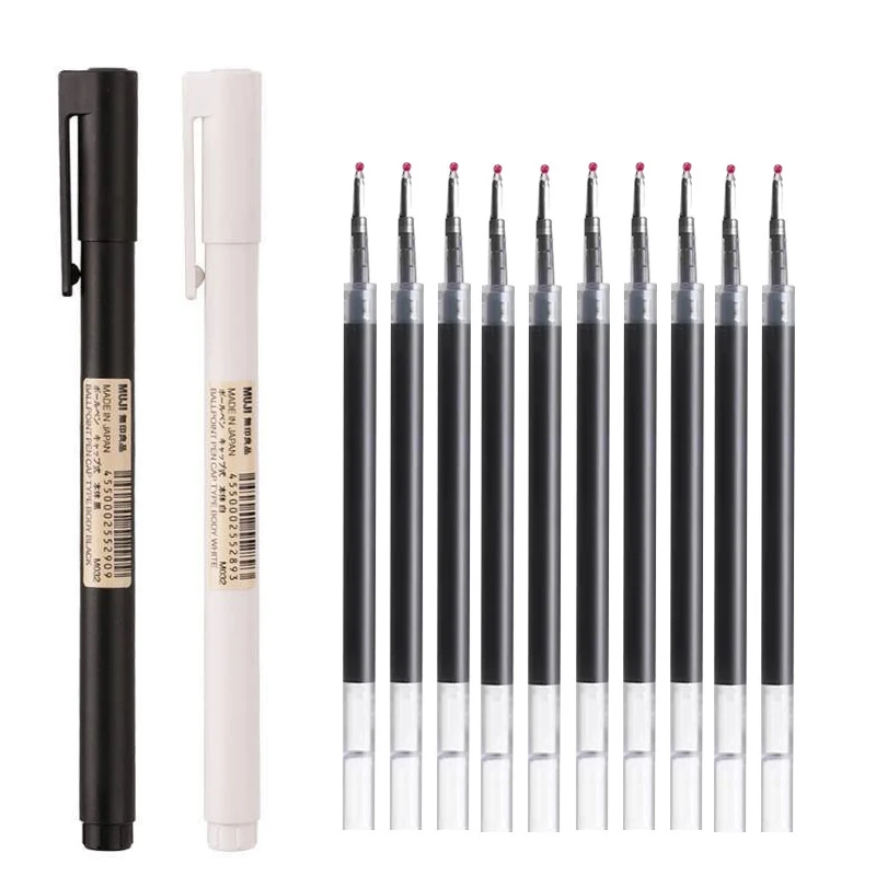 0.5mm Black/White Gel Pen Blac - Muji Stationery Gel Pen ulasan dan harga