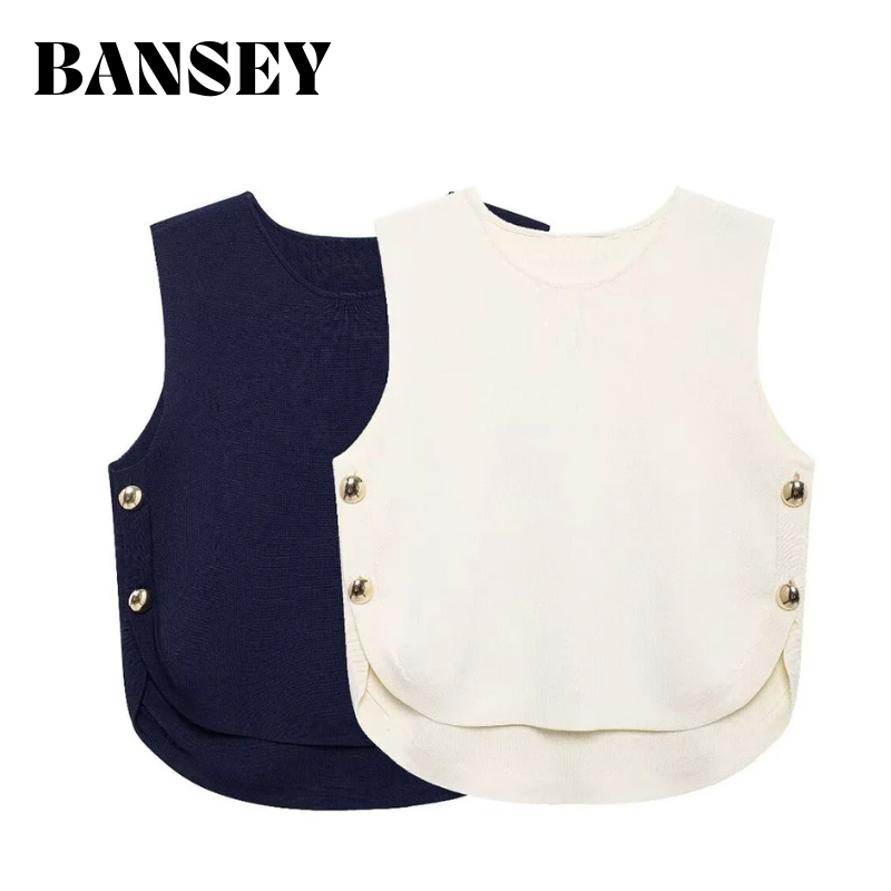 2025   Women's  Chic  Sleevele - Embellish Knit ulasan dan harga