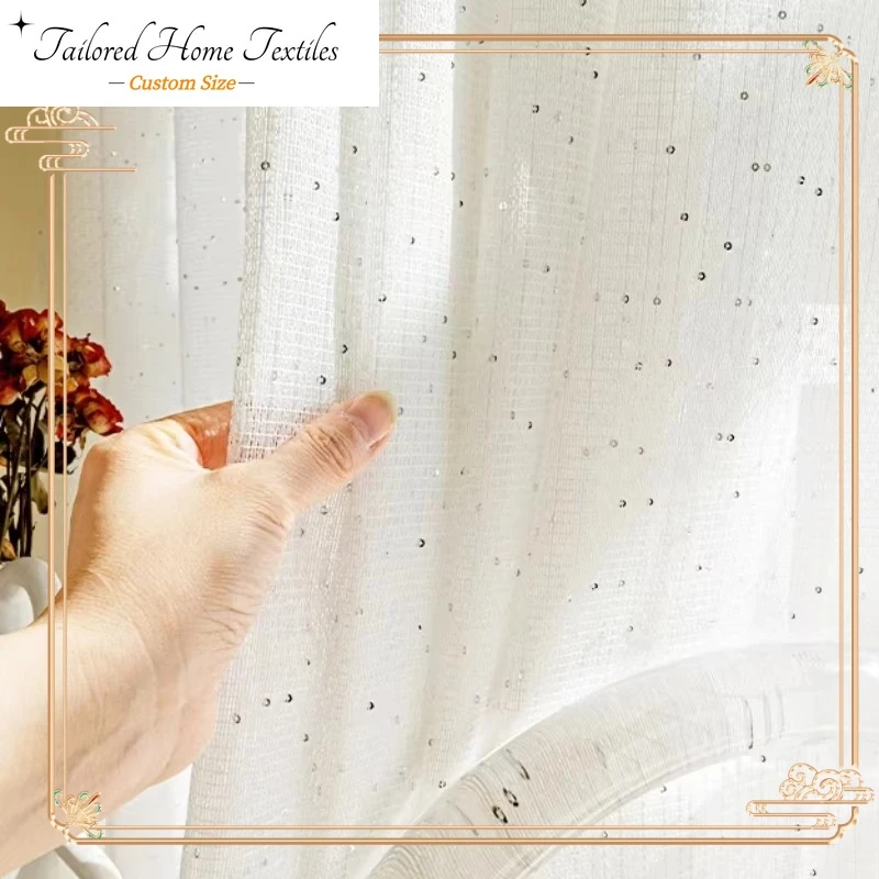 French Sheer Curtains for Livi - Sequin Fabric Panel ulasan dan harga
