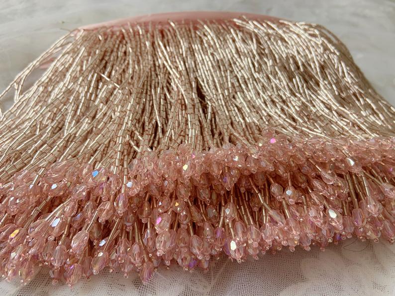 1 Yard Green Bead Fringe Tasse - Beaded Trim Fringe ulasan dan harga