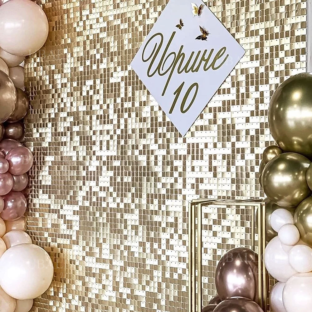 Champagne Gold Shimmer Backdro - Sequin Fabric Panel ulasan dan harga