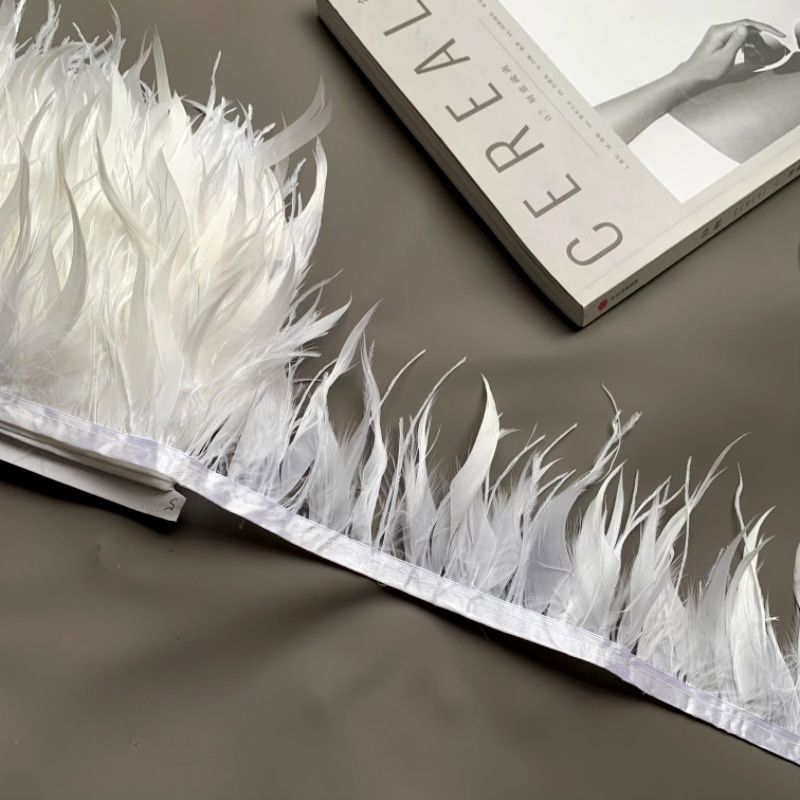 10M Colorful Ostrich Feather T - Fringe Ribbon Sewing ulasan dan harga