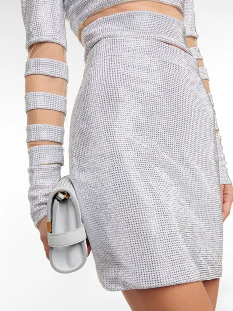 Sexy Two Piece Mesh Panel Band - Sequin Fabric Panel ulasan dan harga