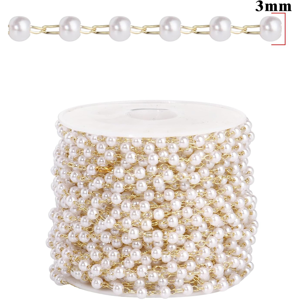 20 Meter 3/4/5/6mm Faux Pearls - Pearl Trim Chain ulasan dan harga