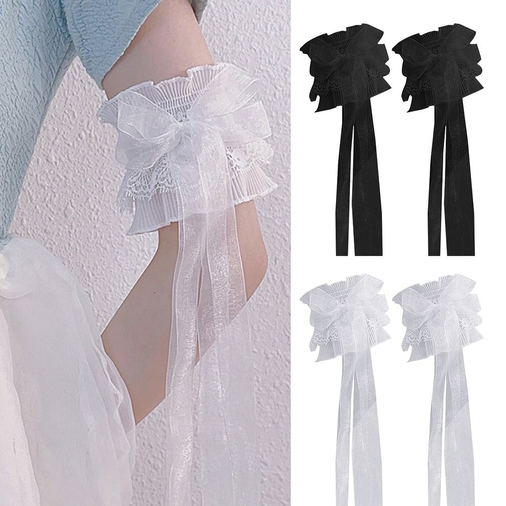 Arm Warmers Bowknot Arm Sleeve - Elastic Lace Trim ulasan dan harga