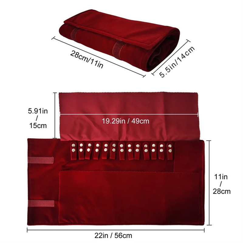 Burgundy Velvet Jewelry Roll-U - Velvet Ribbon Roll ulasan dan harga