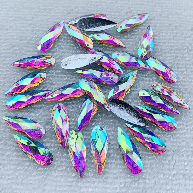 40pcs 8*22mm Sewing white AB D - Sew On Rhinestone ulasan dan harga