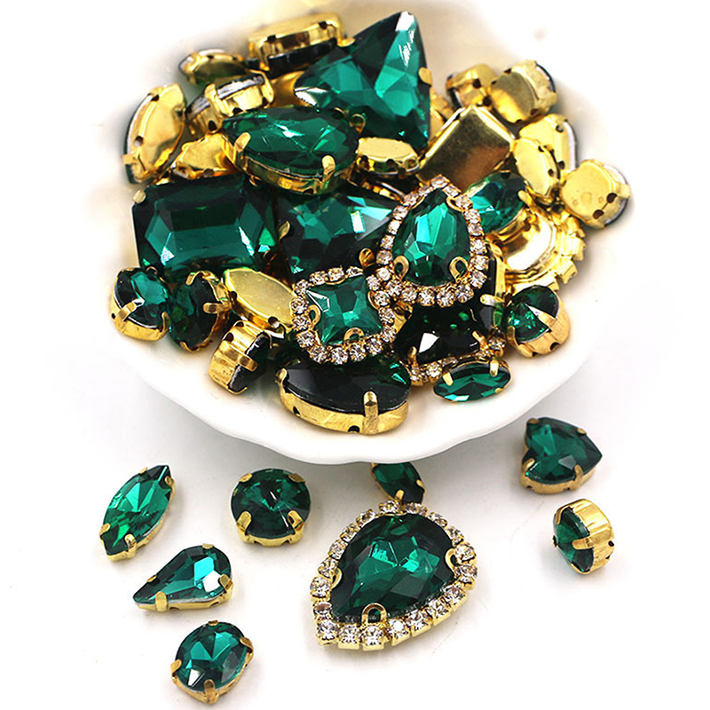 50Pcs 24 Color Mixed Shape Gla - Sew On Rhinestone ulasan dan harga