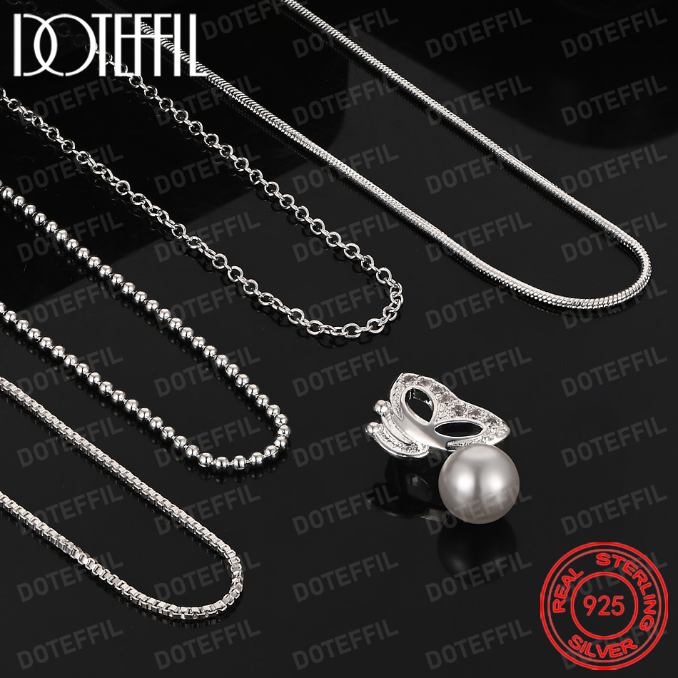 925 Sterling Silver Exquisite  - Pearl Trim Chain ulasan dan harga