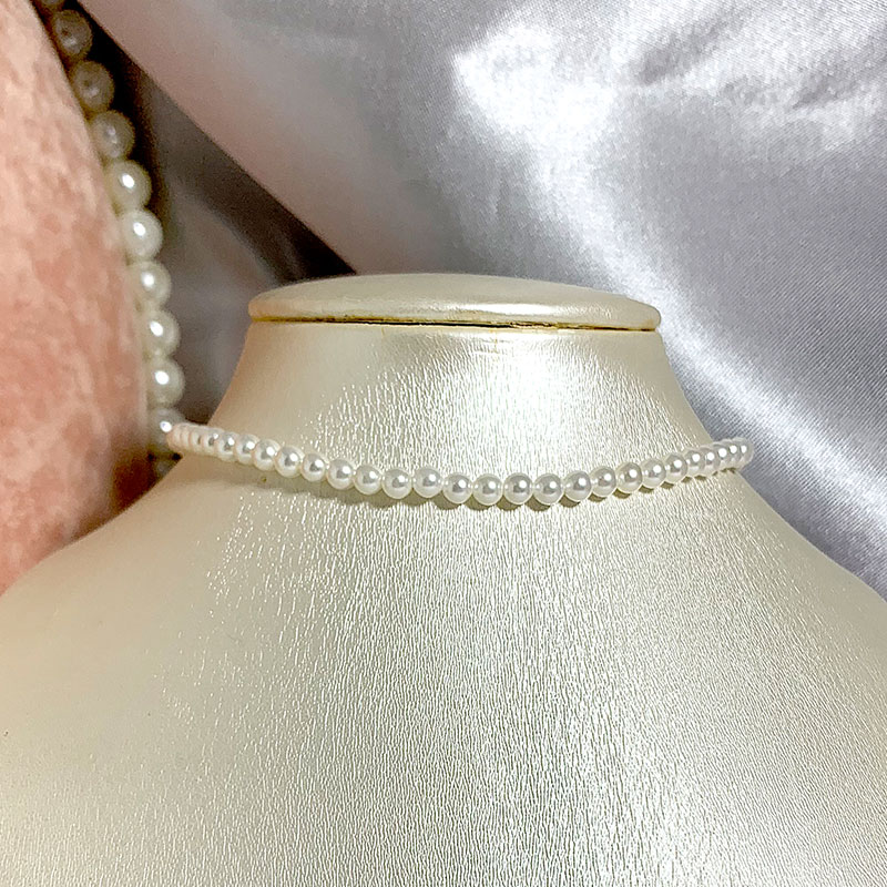 Elegant 4mm Shell Pearl Neckla - Pearl Trim Chain ulasan dan harga