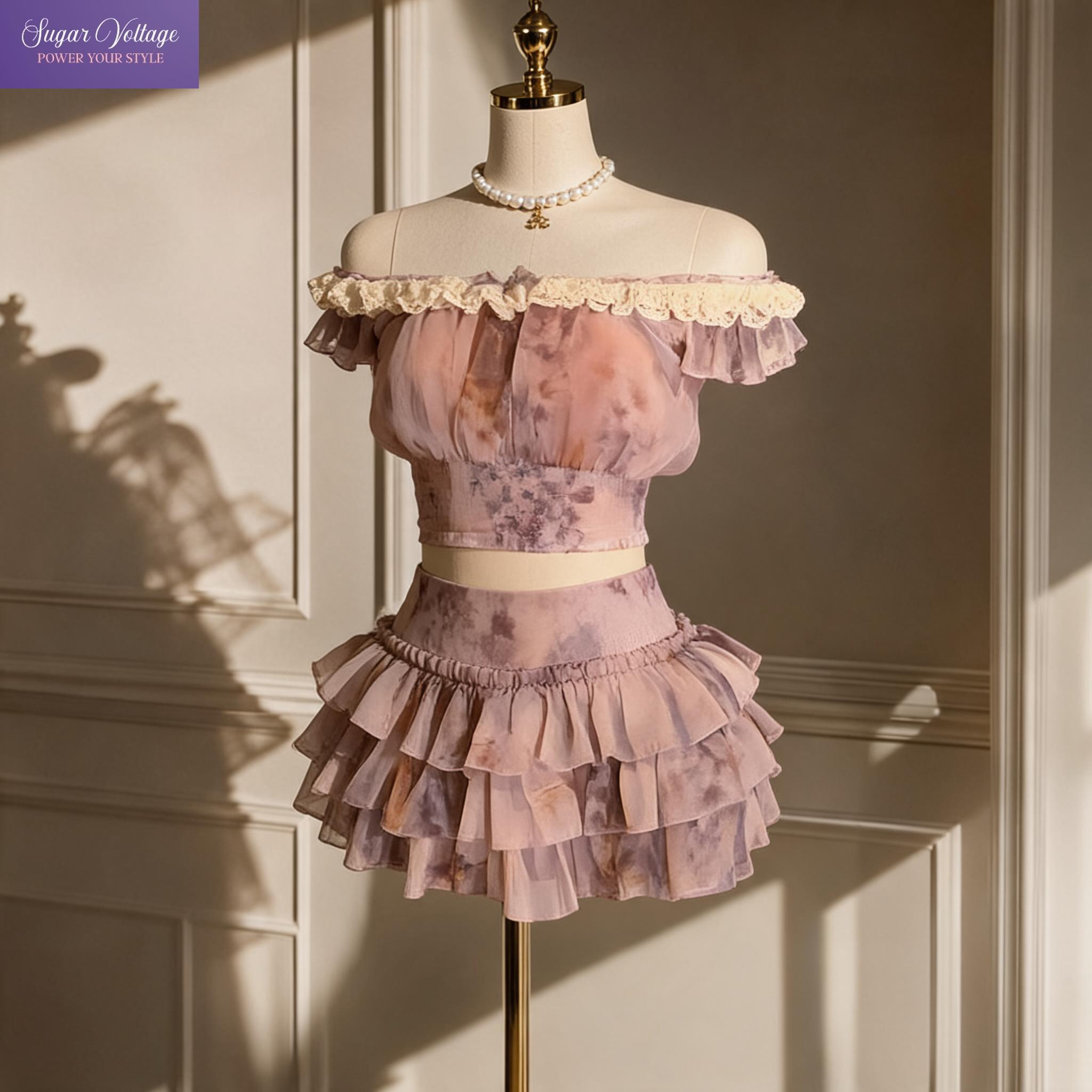 French Sweet Coquette Off Shou - Elastic Lace Trim ulasan dan harga