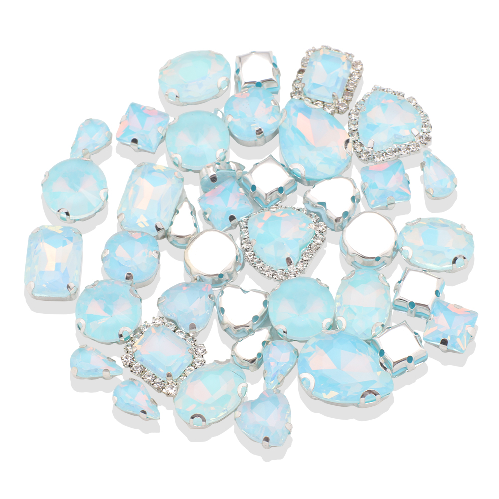 40pcs/bag Mix Shape Opal Glass - Sew On Rhinestone ulasan dan harga