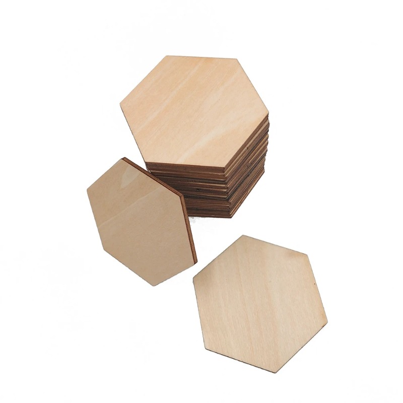 10-120mm Wooden Hexagon Blank  - Embellish Craft ulasan dan harga