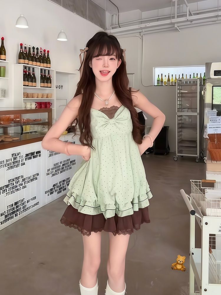 Coquette Sweet Korean Polka Do - Elastic Lace Trim ulasan dan harga