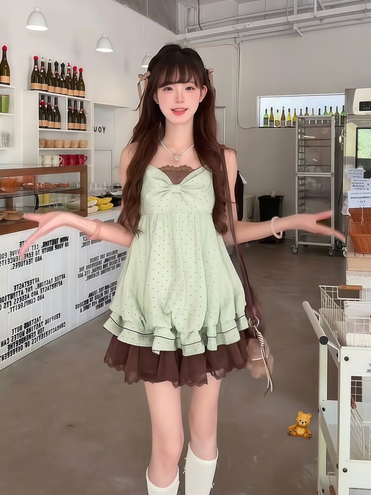 Coquette Sweet Korean Polka Do - Elastic Lace Trim ulasan dan harga