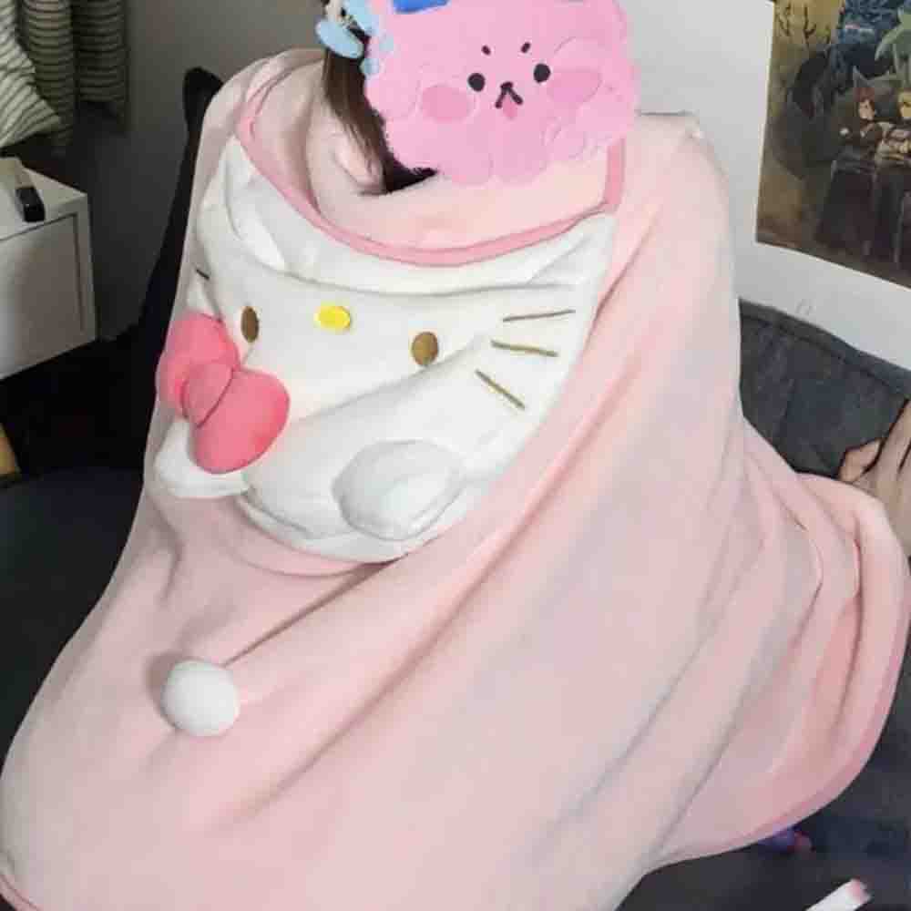 Cute Hellokitty Cloak Shawl Ai - Embellish Knit ulasan dan harga
